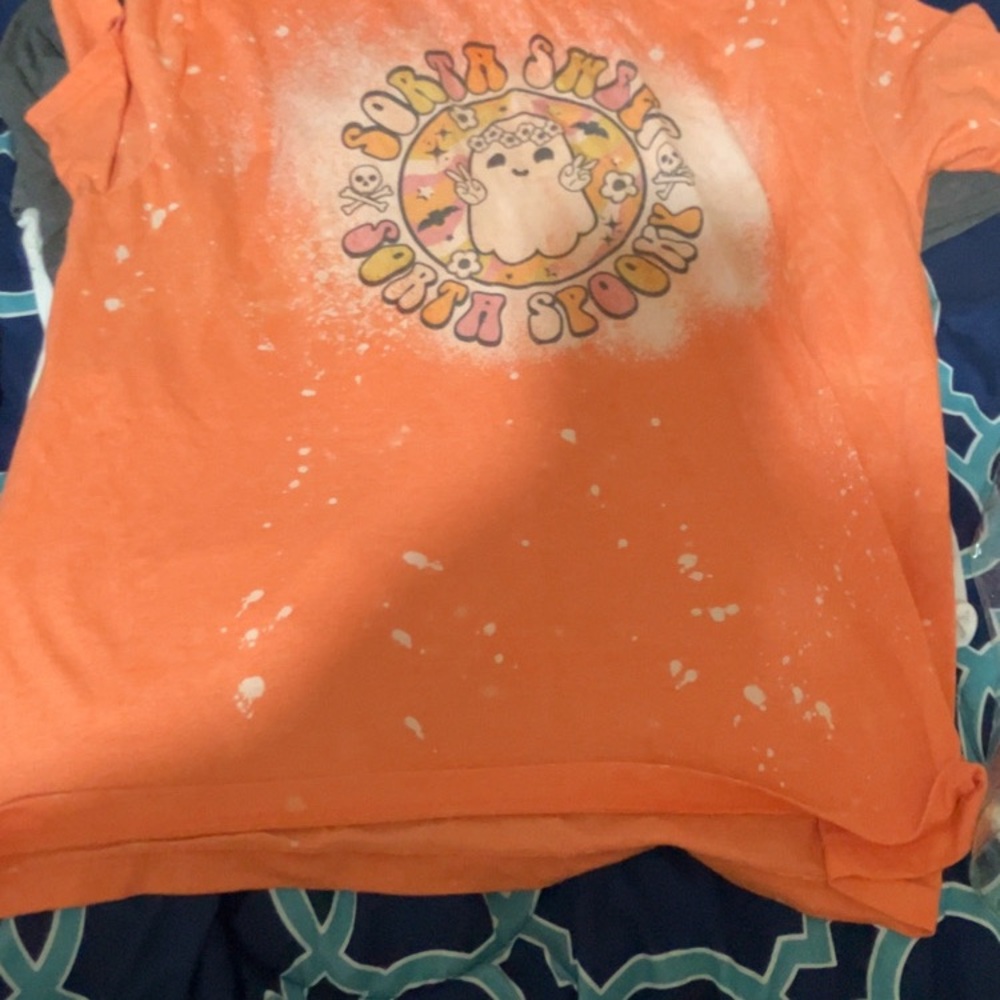 Woman Orange Graphic T-Shirt Halloween